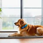 강아지 소변 냄새 제거 팁 - A heartwarming scene where a caring owner, in their 30s, gently examines their healthy and happy dog...