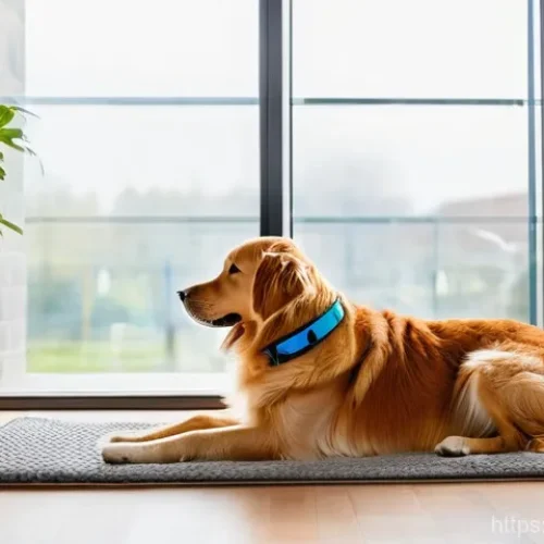 강아지 소변 냄새 제거 팁 - A heartwarming scene where a caring owner, in their 30s, gently examines their healthy and happy dog...