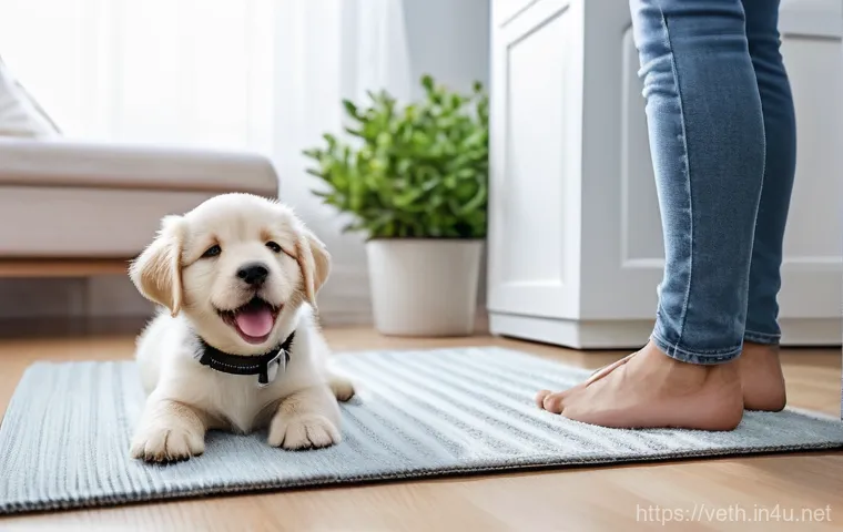강아지 소변 냄새 제거 팁 - A dynamic shot of an owner (in their 30s, wearing casual, clean attire) actively cleaning a floor wh... 강아지 소변 냄새 제거 팁 - A dynamic shot of an owner (in their 30s, wearing casual, clean attire) actively cleaning a floor wh...